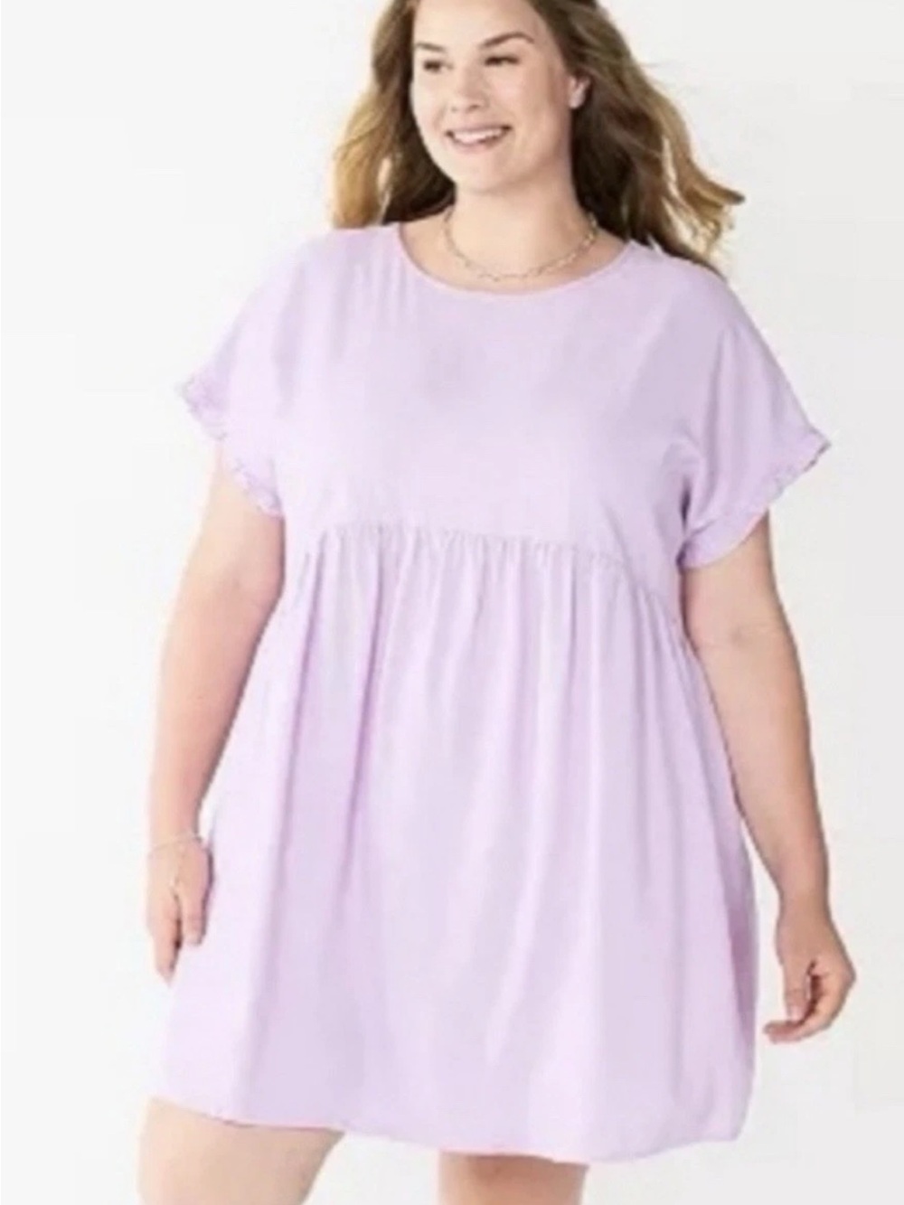 Sonoma Light Purple Lilac Linen Blend Babydoll Dress Side Pockets 2X - 4X